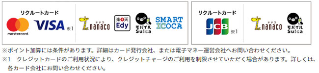 国際ブランドによってポイント対象の電子マネーが違います（VISA、MasterCard：ナナコ、楽天Edy、モバイルSuica、スマートICOCA　JCB：ナナコ、モバイルSuica）
